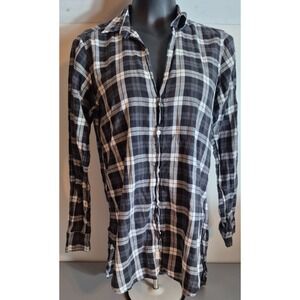 Frank & Eileen Womens Grayson Shirt S Black White Gray Check